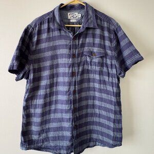 Grayers Men's 100% cotton super soft short sleeve button up, blue large